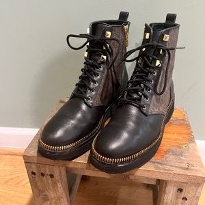 Michael kors haskell leather combat boots
